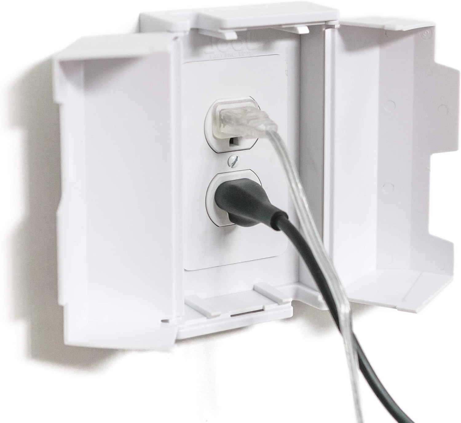 Outlet Cover Box for Child Safety (2 Pack) Duplex & Decorator Electrical Outlet Plates, Concealed Access Buttons, and Spacious Compartment - Jool Baby - Image 1